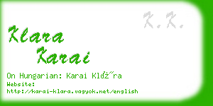 klara karai business card